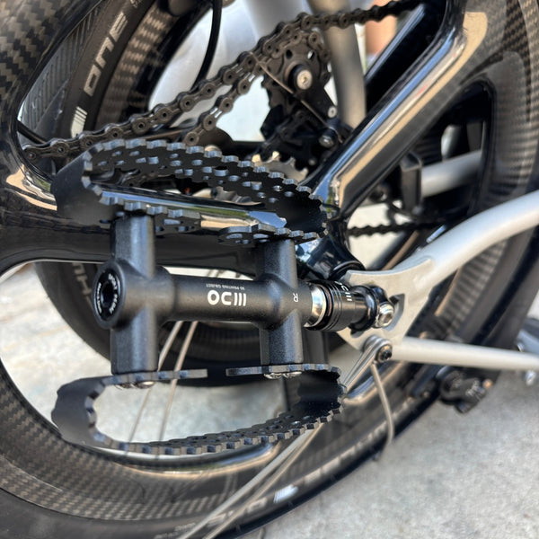 Ultra-Light Double Quick Release Tiny Bubbly Pedals for Brompton G Line 341g – Titanium Spindle, Titanium adapter, Wide Platform