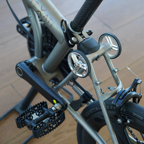 Ultra-Light Double Quick Release Tiny Bubbly Pedals for Brompton G Line 341g – Titanium Spindle, Titanium adapter, Wide Platform