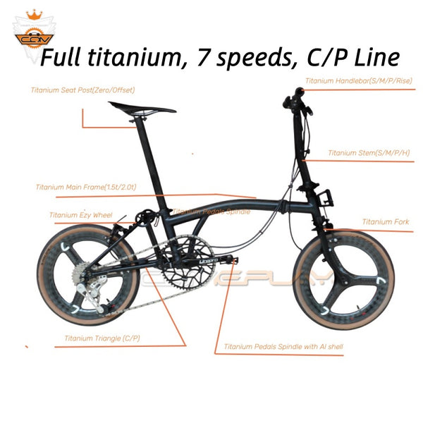 full titanium Brompton tri-fold bike 