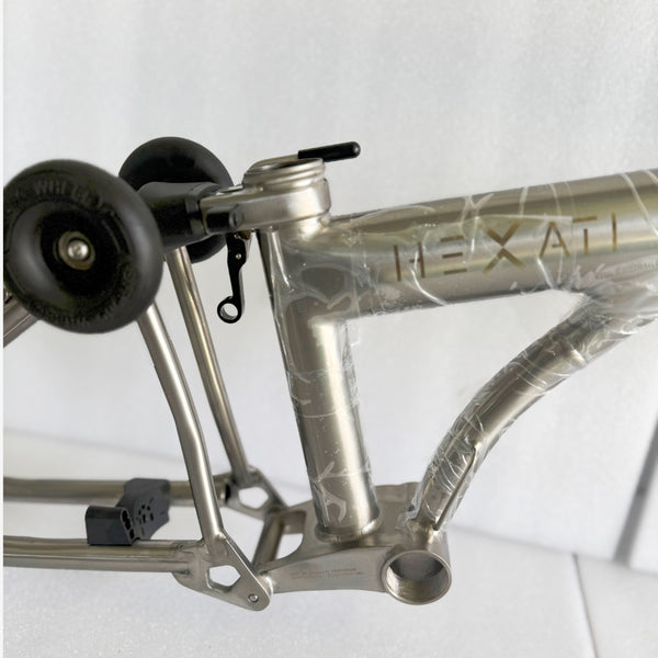 HEXATI T18 Full Titanium Frame Set – Pre‑Assembled DIY Kit | Brompton T Line compatible | Includes Headset, Suspension, Seatpost Clamp & E‑Hook