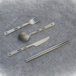 Titanium Four-Piece Cutlery Set for Camping, Backpacking, Hiking - Knife, Fork and Spoon, Chopsticker