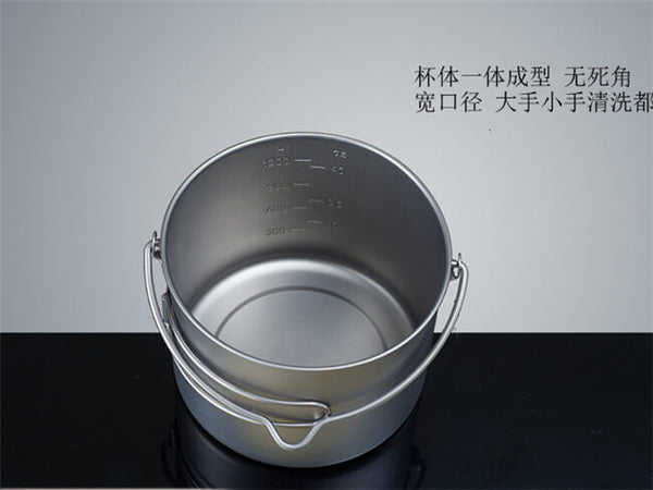Titanium 1100ml Pot with Bail Handle Cookware for Backpacking Camping