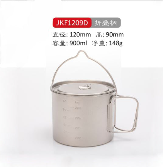 Titanium 900ml Pot with Bail Handle Cookware for Backpacking Camping